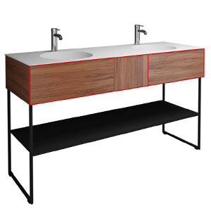 Ausführung Waschtischunterschrank: Front zweiteilig und verbunden Links