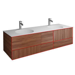 Ausführung Waschtischunterschrank: Front zweiteilig und verbunden Links