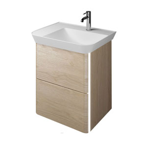 Ausführung Waschtisch mit Unterschrank: Mulde rechts, mit LED-Griffleistenbeleuchtung