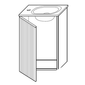 Ausführung Waschtisch mit Unterschrank: Beckenmulde rechts - Türanschlag links