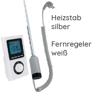 Heizstab: 4 - IPX5, mit Fernregler, Frostwächter, silber, 800W
