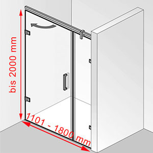 Breite / Höhe: 1101 - 1800 mm / bis 2000 mm