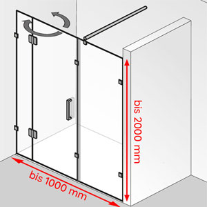 Breite / Höhe: bis 1000 mm / bis 2000 mm