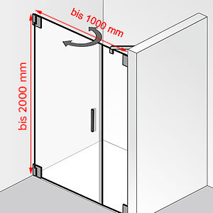 Breite / Höhe: bis 1000 mm / bis 2000 mm