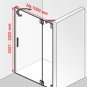Breite / Höhe: bis 1000 mm / 2001 - 2200 mm