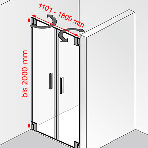 Breite / Höhe: 1101 - 1800 mm / bis 2000 mm