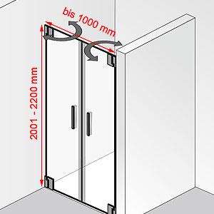 Breite / Höhe: bis 1000 mm / 2001 - 2200 mm