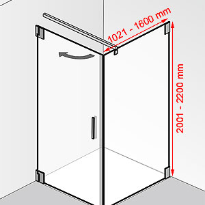 Tiefe / Höhe: 1021 - 1600 mm / 2001 - 2200 mm