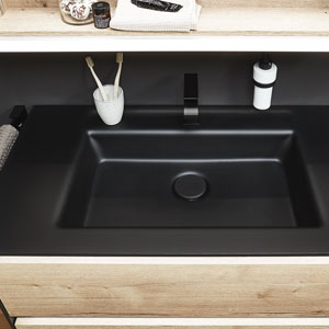 Waschtisch-Typ / -Farbe: Glas-Waschtisch schwarz matt