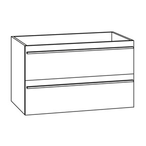 Waschtischunterschrank: 2 Auszüge, Siphonausschnitt rechts