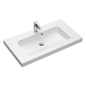 Waschtisch-Typ / -Farbe: Mineralmarmor, Weiß, integrierter Überlauf