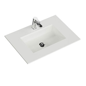 Waschtisch-Typ: Krion-Waschtisch - 76 cm, Weiß Matt, Clou-Überlauf