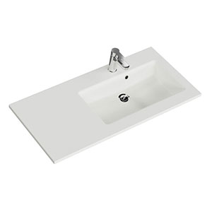 Waschtisch-Typ: Solid Surface WT - 107 cm, Weiß Matt, integrierter Überlauf
