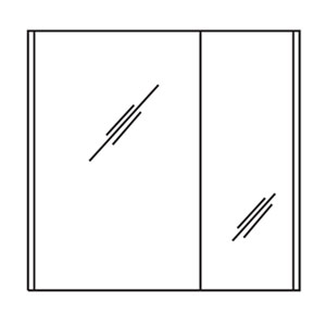 Türanschlag Spiegelschrank: Große Tür links, kleine Tür rechts