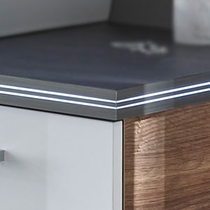 Stärke Waschtischplatte: 28 mm - mit 3-seitiger LED-Beleuchtung, 12V