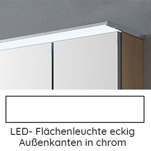 Aufsatzleuchte: eckig, Außenkanten chrom, 21,3 Watt, 140 cm Breite