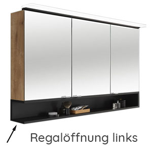 Regal Spiegelschrank: Links geöffnet