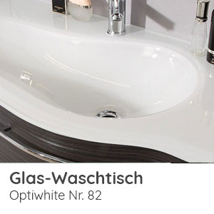 Waschtisch-Typ / -Farbe: Glaswaschtisch Optiwhite 1212 mm Breite - Ablage links