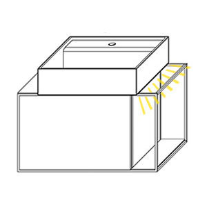 Ausführung Waschtisch mit Unterschrank: Becken rechts, mit Waschtisch-Beleuchtung 0,7 Watt