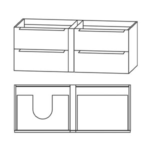 Ausführung Waschtischunterschrank: Anbauelement rechts, mit Griffleisten