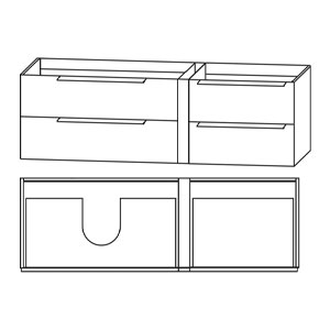 Ausführung Waschtischunterschrank: Anbauelement rechts, mit Griffleisten