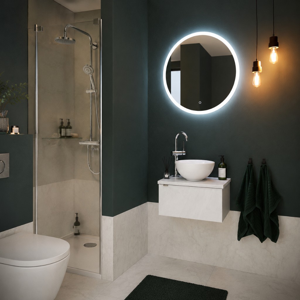 Dusche für Gäste- und Kleinbäder mit Glasabtrennung